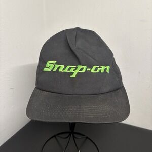 Snap-On Black Neon Green 1980-90s Script Snapback Hat Men's Vintage Snapback Cap